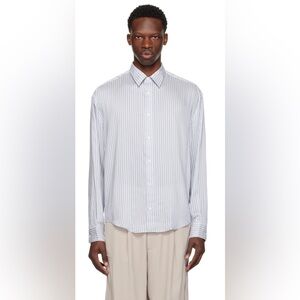 AMI PARIS Off-White & Blue Boxy Shirt